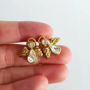 VTG Avon Angel Gold Tone Crystal Earrings